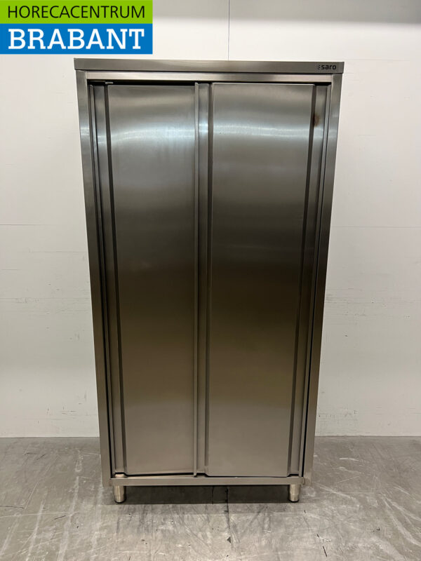 Stainless steel Saro Serving Cabinet Work Cabinet 2 sliding doors 100 cm Catering