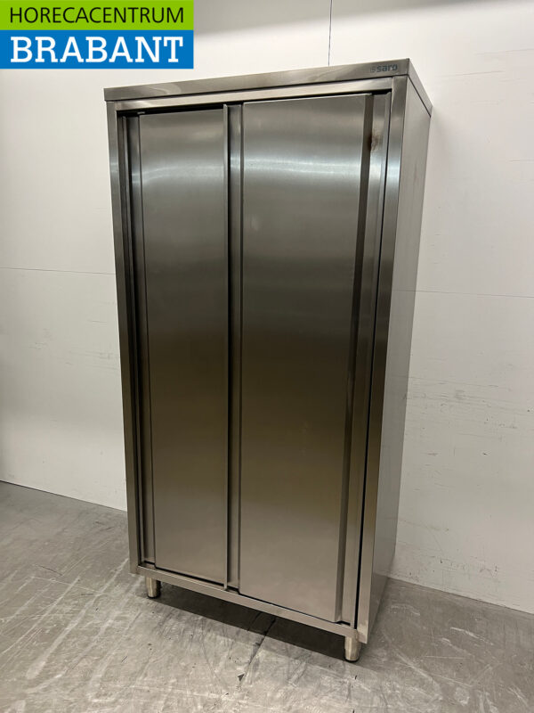 Stainless steel Saro Serving Cabinet Work Cabinet 2 sliding doors 100 cm Catering - Image 2