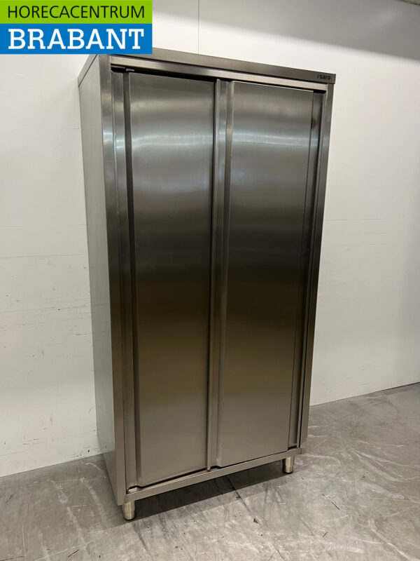 Stainless steel Saro Serving Cabinet Work Cabinet 2 sliding doors 100 cm Catering - Image 3