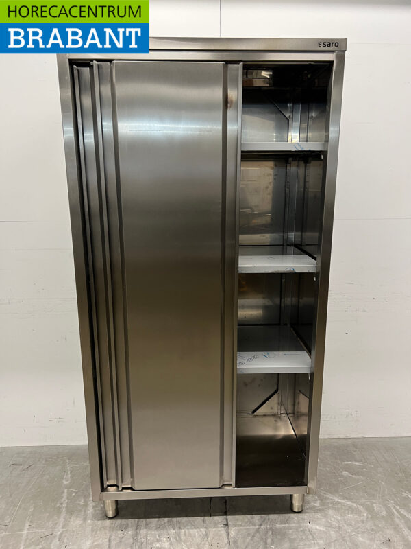Stainless steel Saro Serving Cabinet Work Cabinet 2 sliding doors 100 cm Catering - Image 4