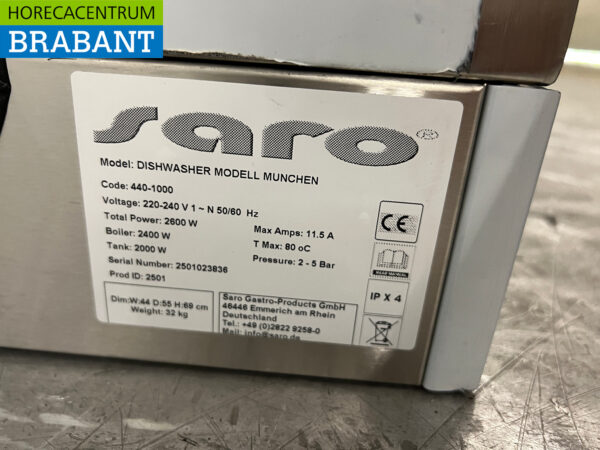 Stainless steel Saro Glass Washing Machine 230V Horeca - Image 7