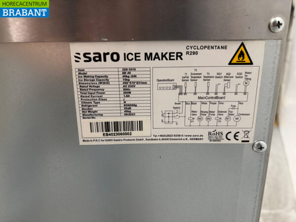 Stainless steel Saro EB 40 ice cube machine ice cube machine 40 kg p/d 230V Horeca - Image 8