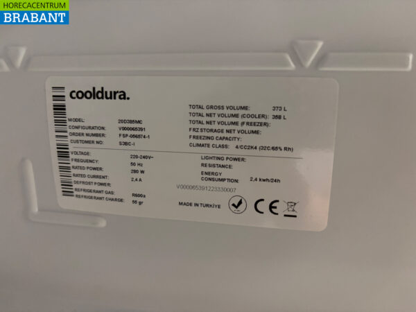Cooldura Glass Door Refrigerator 373 liters 230V Catering - Image 5