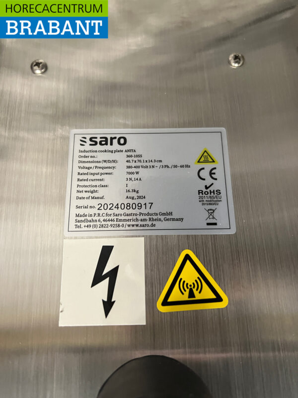 Stainless steel Saro Induction Plate 2 Stove 7 kW 400V Horeca - Image 4