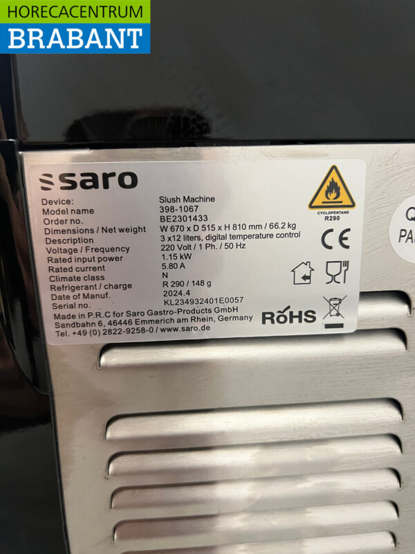 Stainless steel Saro Slush Machine Granita Machine 3 x 12 liters 230V Horeca - Image 5