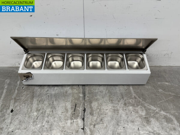 Stainless steel HCB GN tray holder with lid 6 x 1/6 gastronorm GN 106 cm Horeca - Image 4