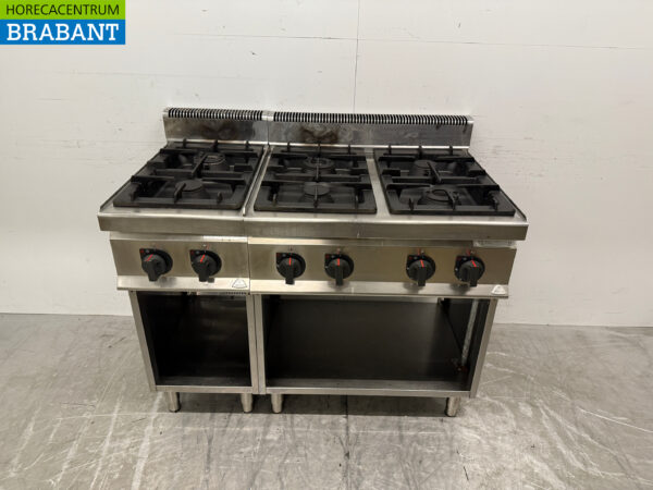 Stainless steel Berto's Gas Stove 6 Burners 120 cm Natural Gas Horeca