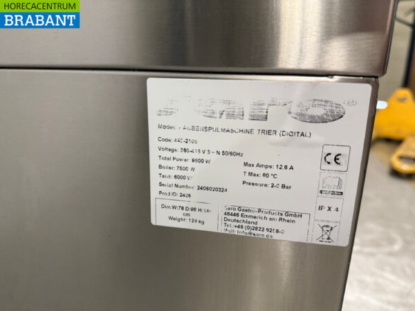 Stainless steel Saro Sliding dishwasher with drain pump 400V Catering - Image 7