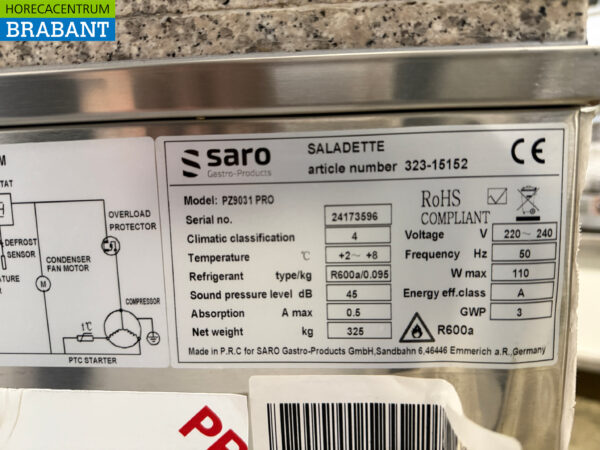 Stainless steel Saro Pizza Workbench 188.5 cm 230V Horeca - Image 7