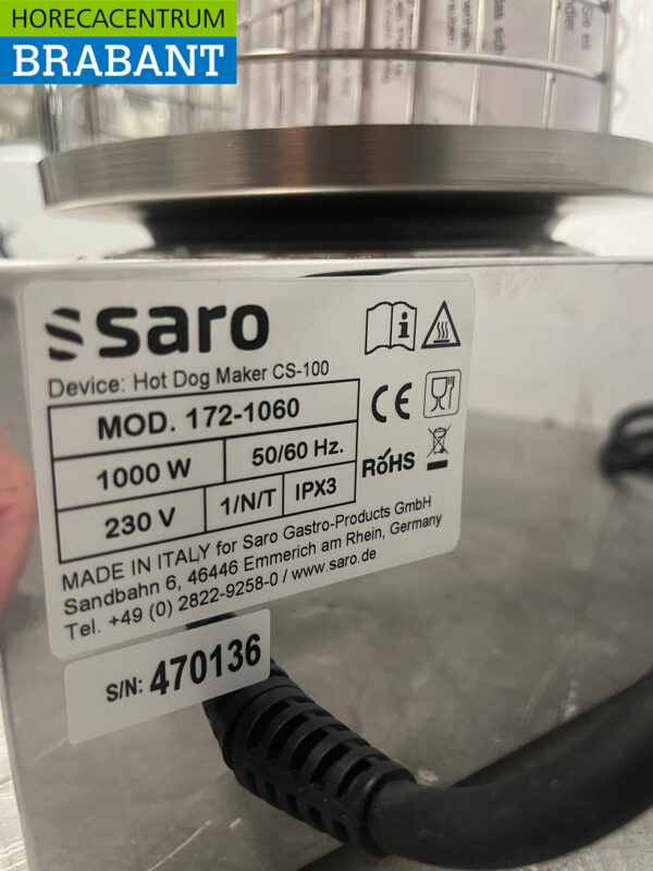 Stainless steel Saro Sausage Cooker Hotdog Warmer 230V Catering - Image 5