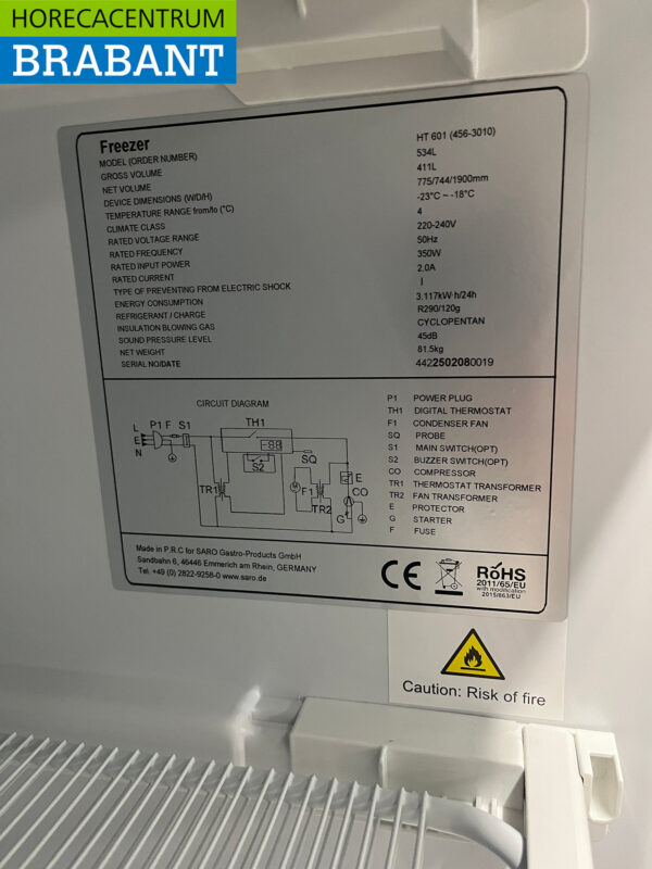 Saro Freezer Freezer cabinet 534 liters 230V Horeca - Image 6
