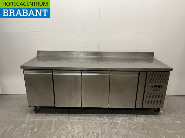 Stainless steel Tefcold Refrigerated Workbench 4 Doors Mobile 223 cm 230V Horeca