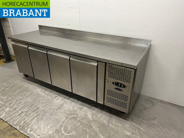 Stainless steel Tefcold Refrigerated Workbench 4 Doors Mobile 223 cm 230V Horeca - Image 2