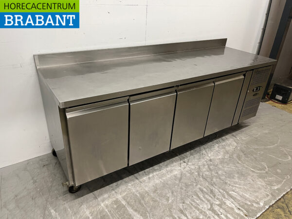 Stainless steel Tefcold Refrigerated Workbench 4 Doors Mobile 223 cm 230V Horeca - Image 3