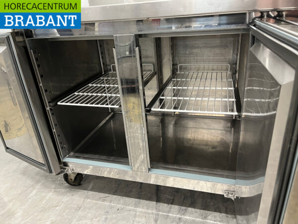 Stainless steel Tefcold Refrigerated Workbench 4 Doors Mobile 223 cm 230V Horeca - Image 4