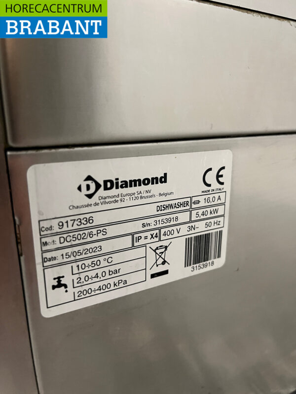 Stainless steel Diamond Dishwasher with drain pump 400V build year 2023 Catering - Image 6