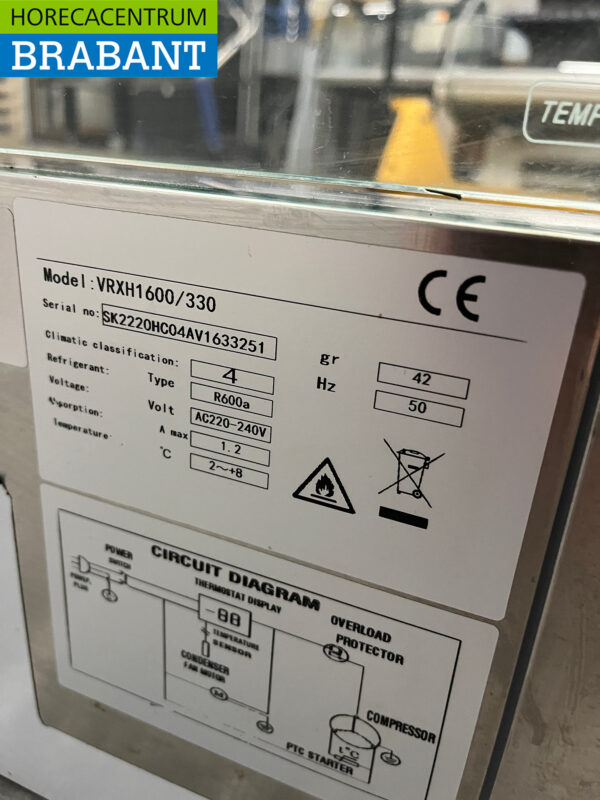 Stainless steel Saladiere 160 cm 7 x 1/4 GN 230V Horeca - Image 5