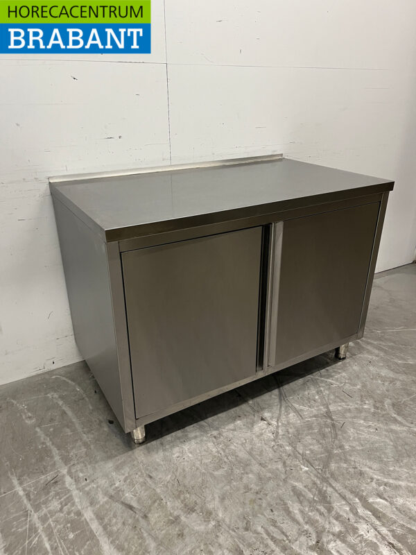 Stainless steel Work Cabinet 120 cm 2 Hinged Doors Catering - Image 3