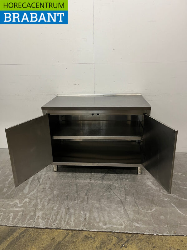 Stainless steel Work Cabinet 120 cm 2 Hinged Doors Catering - Image 4