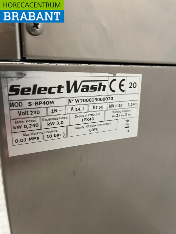 Stainless steel Selectwash Glass washer with drain pump 230V Catering - Image 7