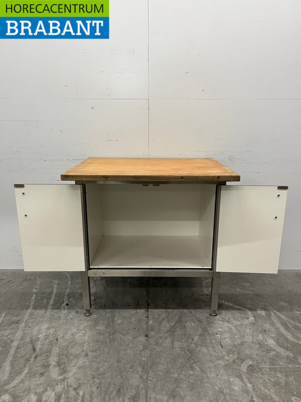 Stainless Steel Work Cabinet Worktable 90.5 cm 2 Folding Doors Catering - Image 4