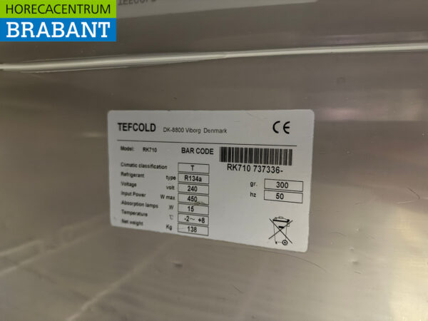 Stainless steel Tefcold Single door Refrigerator 520 liters 230V Catering - Image 5