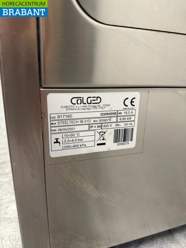 Stainless steel Colged Dishwasher with drain pump 400V Horeca - Image 6