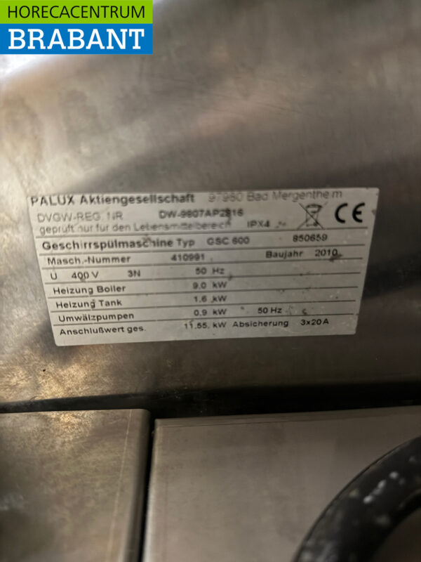Stainless steel Palux Pass-through dishwasher 400V Horeca - Image 8