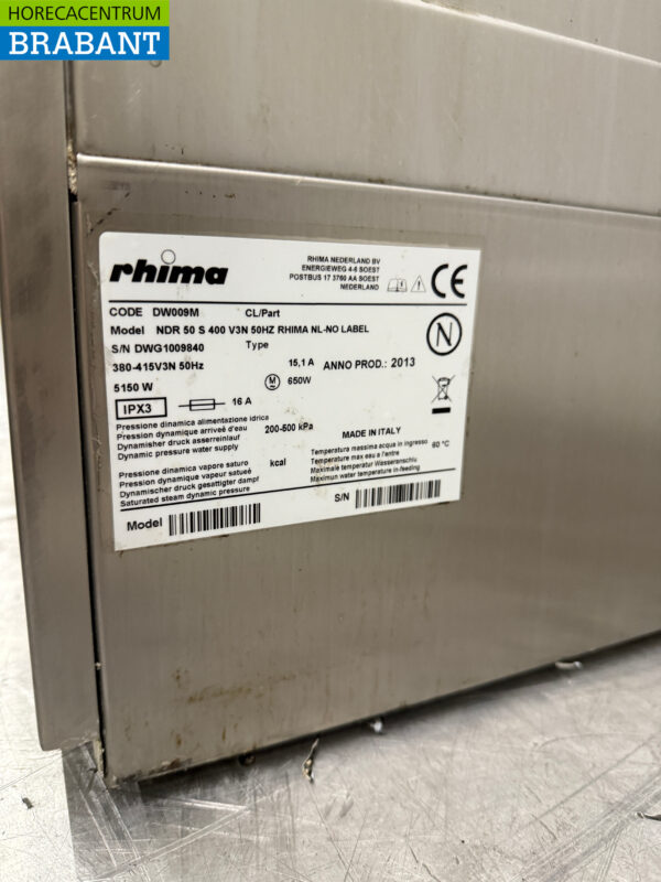 Stainless steel Rhima DR50 Dishwasher 400V Catering - Image 6