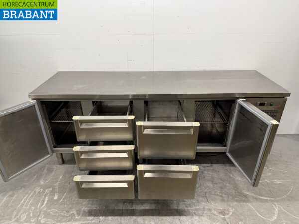Stainless steel Afinox Refrigerated Workbench 5 Drawers and 2 Doors 230 cm 230V Horeca - Image 4