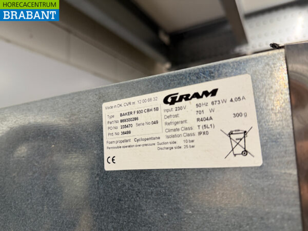 Stainless steel Gram Freezer 930 liters Bakerynorm 230V Horeca - Image 5