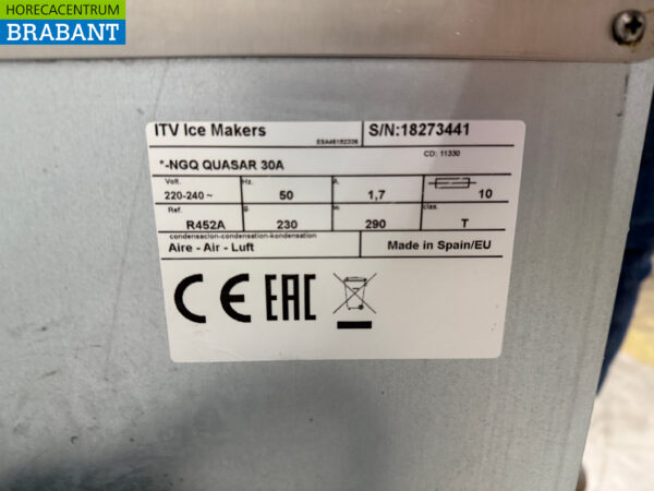 Stainless steel ITV Quasar ice cube machine 34 kg per day 12 kg bunker 230V Horeca - Image 5