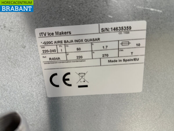 Stainless steel ITV Quasar ice cube machine 24 kg per day 6 kg bunker 230V Horeca - Image 5