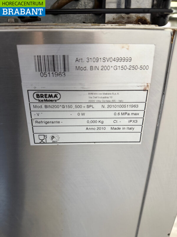 Stainless steel Brema G 280 HC Peeling ice machine 280 kg per day 230V Horeca - Image 5