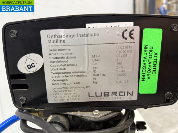 Lubron Miniline Automatic Water Softener 160 liters per hour 230V Horeca - Image 6