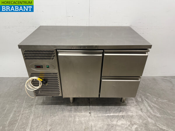 Stainless steel Studio 54 Refrigerated Workbench 1 Door 2 Drawers 126 cm 230V Horeca