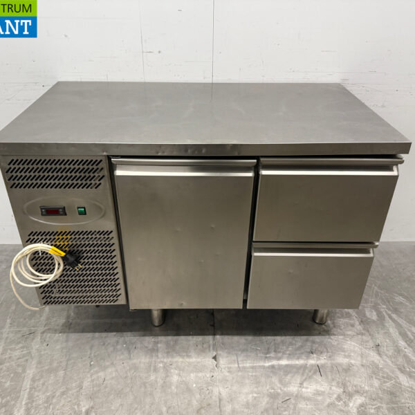 Stainless steel Studio 54 Refrigerated Workbench 1 Door 2 Drawers 126 cm 230V Horeca