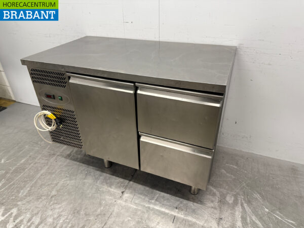Stainless steel Studio 54 Refrigerated Workbench 1 Door 2 Drawers 126 cm 230V Horeca - Image 2