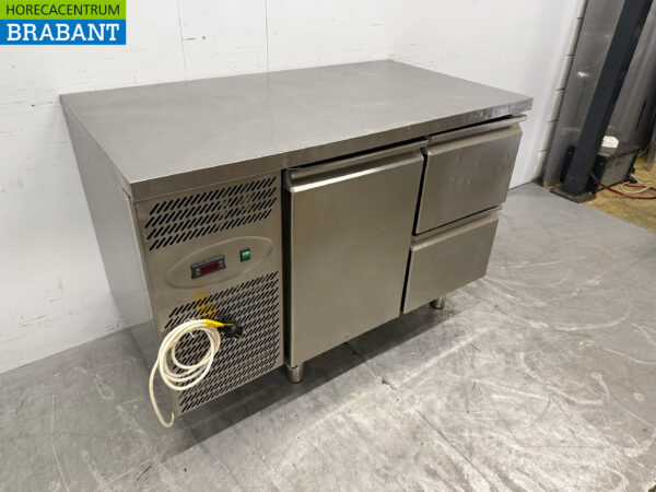 Stainless steel Studio 54 Refrigerated Workbench 1 Door 2 Drawers 126 cm 230V Horeca - Image 3