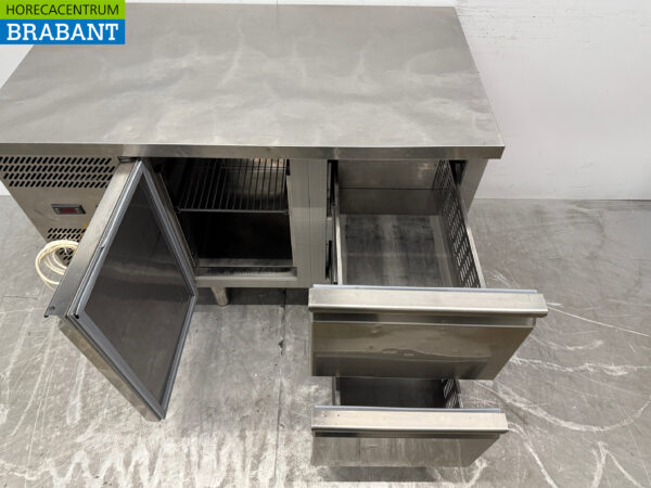 Stainless steel Studio 54 Refrigerated Workbench 1 Door 2 Drawers 126 cm 230V Horeca - Image 4