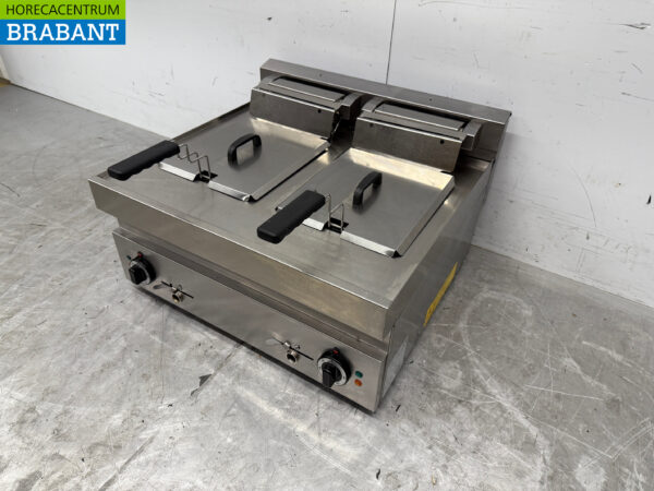 Stainless steel Double Mounted Fryer 2 x 10 liters 400V Catering - Image 2