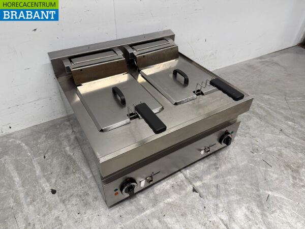Stainless steel Double Mounted Fryer 2 x 10 liters 400V Catering - Image 3