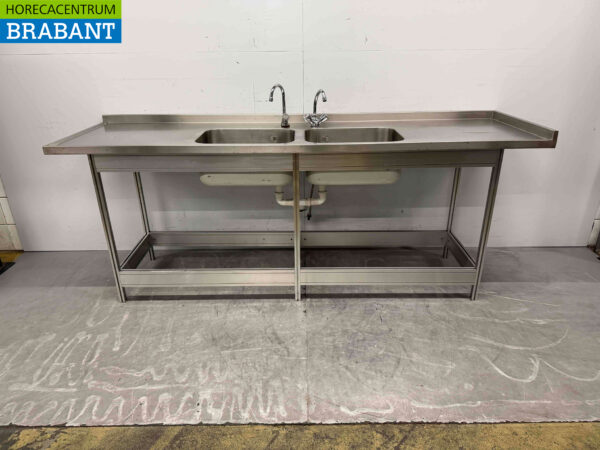 Stainless steel Sink Table Double sink 243.5 cm Horeca