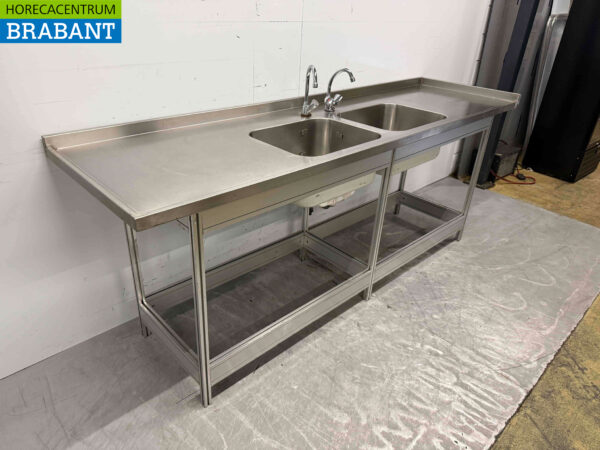 Stainless steel Sink Table Double sink 243.5 cm Horeca - Image 3