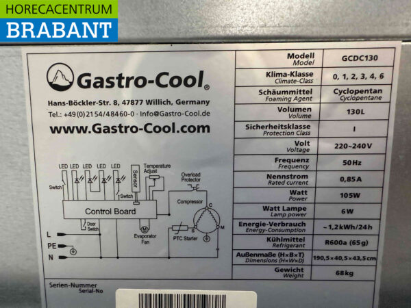 Gastro-Cool Glass Door Refrigerator Beverage Refrigerator Glass door 155 liters 230V Horeca - Image 5