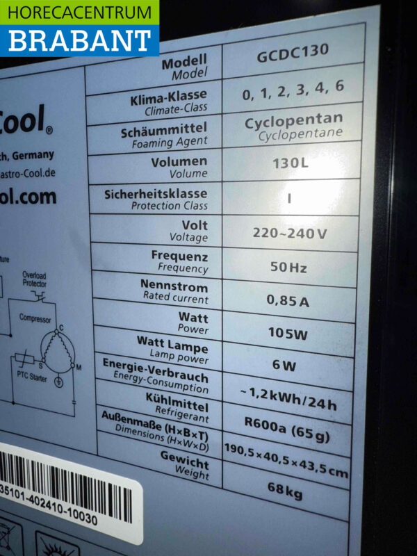Gastro-Cool Glass Door Refrigerator Beverage Refrigerator Glass door 155 liters 230V Horeca - Image 5