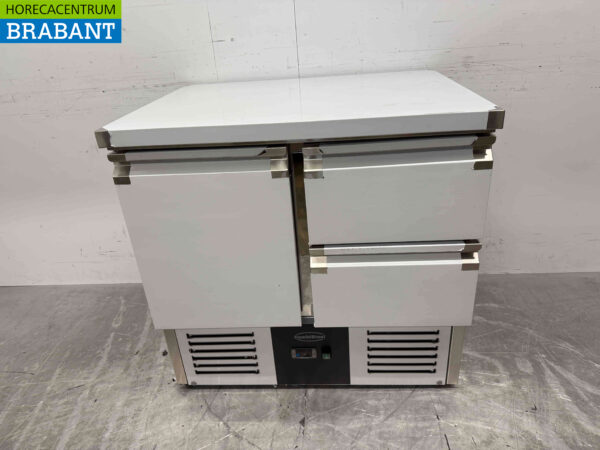 Stainless steel Combisteel Refrigerated Workbench 1 door and 2 drawers 90 cm 230V Horeca