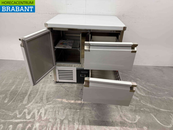 Stainless steel Combisteel Refrigerated Workbench 1 door and 2 drawers 90 cm 230V Horeca - Image 4
