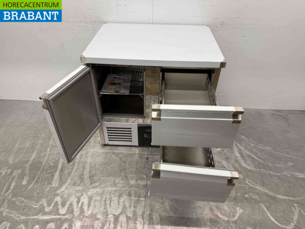 Stainless steel Combisteel Refrigerated Workbench 1 door and 2 drawers 90 cm 230V Horeca - Image 5