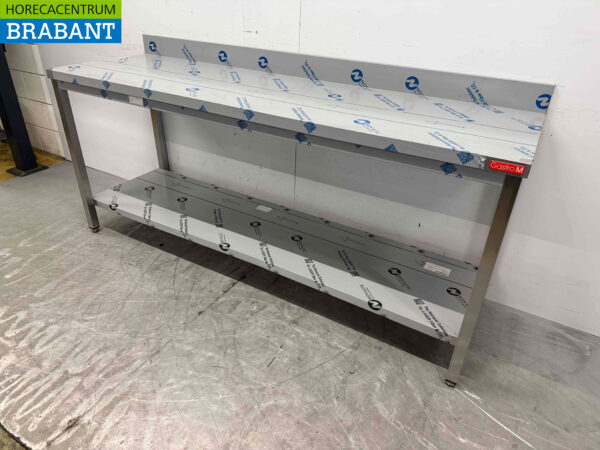 Gastro M stainless steel Worktable with undershelf 200 x 60 x 88 cm Catering - Image 3